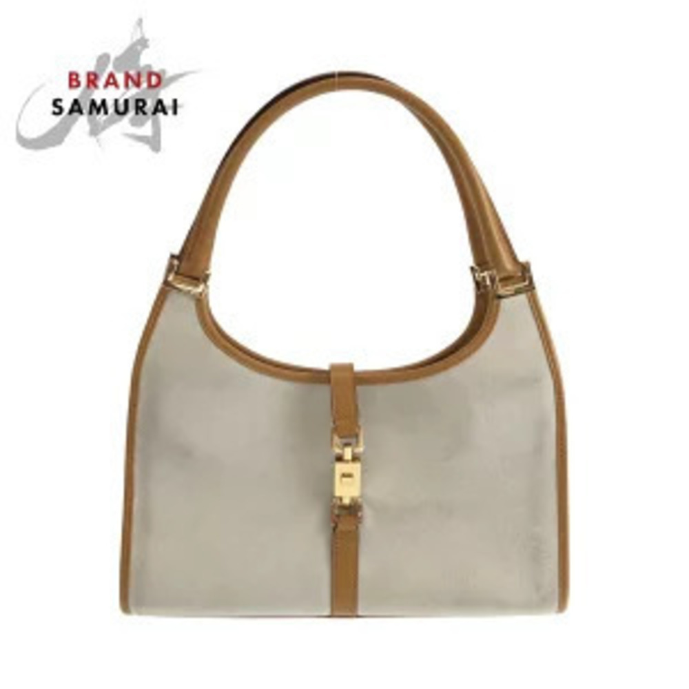 Gucci Jackie Shoulder Bag Gray Camel Brown Suede Leather